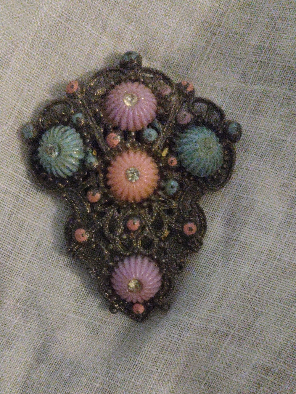 Pastel Floral Filigree Fur Clip With Melon Burtons - Pink, Blue, Peach